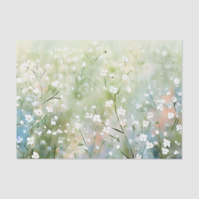 Papel De Seda Campo de Flores-Gypsophila (A) Aquarela (Frente )