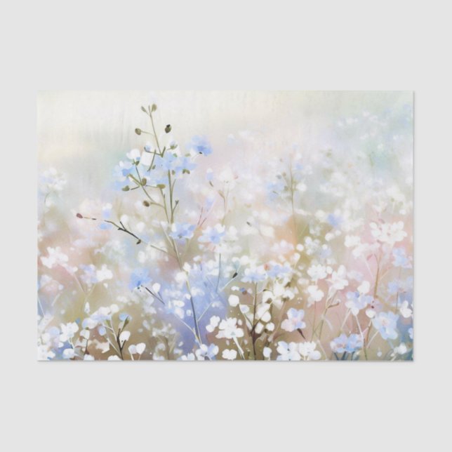 Papel De Seda Campo de Flores-Gypsophila (C) Aquarela (Frente )