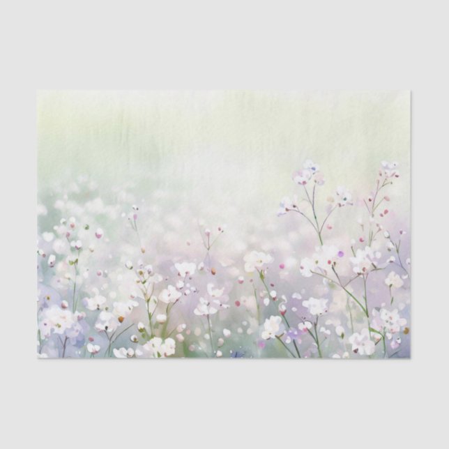 Papel De Seda Campo de Flores-Gypsophila (D) Aquarela (Frente )