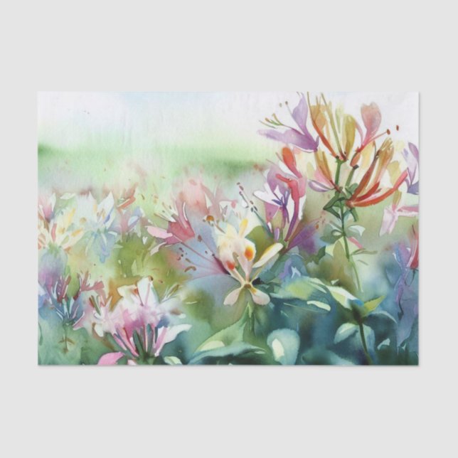 Papel De Seda Campo de Flores-Lama de Mel (A) Aquarela (Frente )