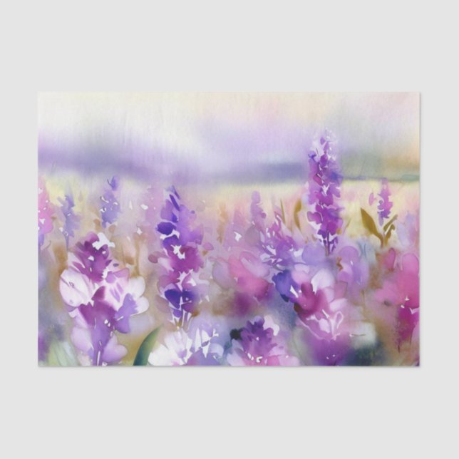 Papel De Seda Campo de Flores-Lilac (D) Aquarela (Frente )