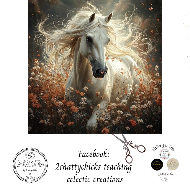 Papel De Seda Campo de flores majestoso de cavalos brancos (Criador carregado)