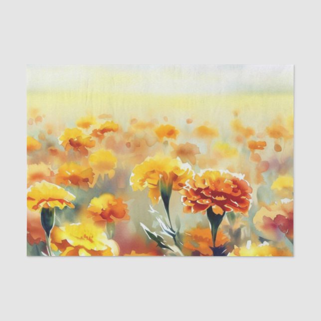 Papel De Seda Campo de Flores-Marigold (D) Aquarela (Frente )