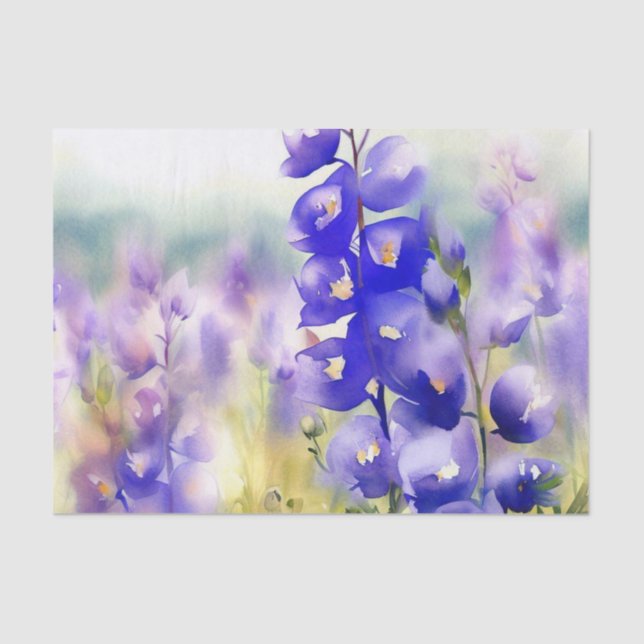 Papel De Seda Campo de Flores-Monkshood (B) Aquarela (Frente )