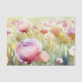 Papel De Seda Campo de Flores-Ranunculus (A) Aquarela