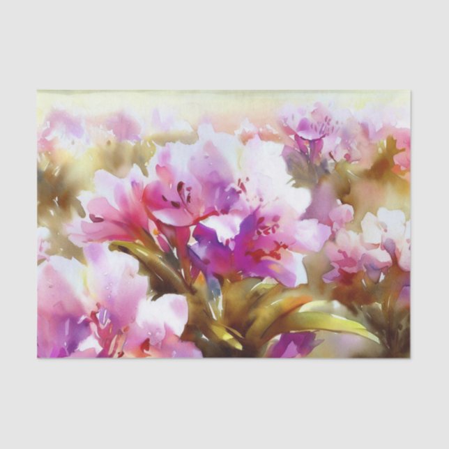 Papel De Seda Campo de Flores-Rhododendron (D) Aquarela (Frente )