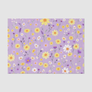 Papel De Seda Campo de Flores Silvestres Amarelo Lavanda Cottage