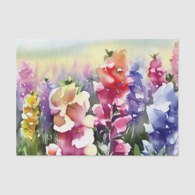 Papel De Seda Campo de Flores-Snapdragon (A) Aquarela (Frente )
