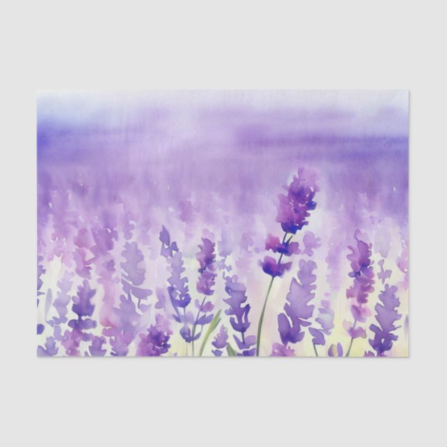 Papel De Seda Campo de Lavanda das flores (C) Aquarela (Frente )