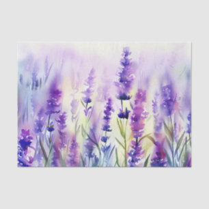 Papel De Seda Campo de Lavanda de Flores (A) Aquarela