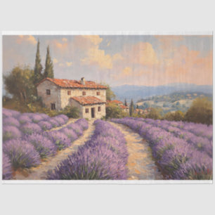 Papel De Seda Campo de Lavanda Tuscan com Decoupage de Algodão