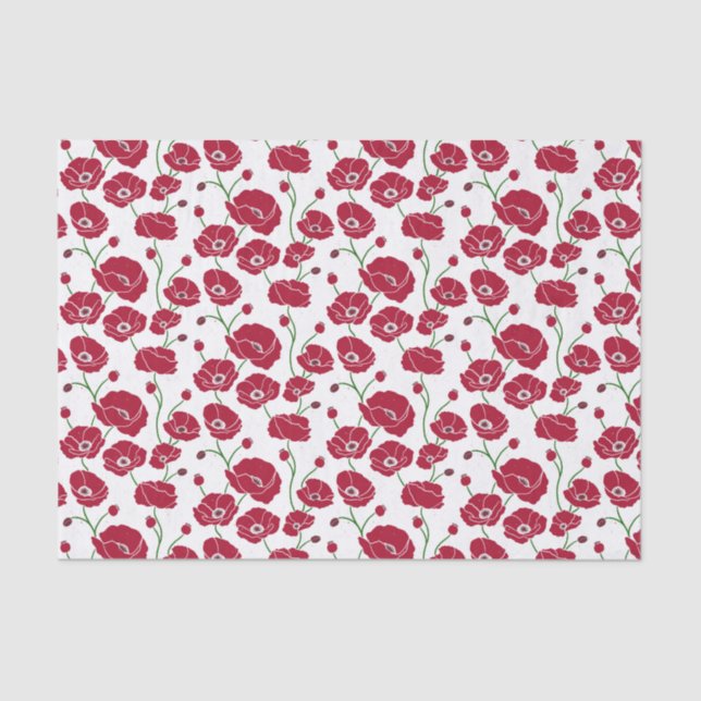 Papel De Seda Campo de Poppies vermelho (Frente )