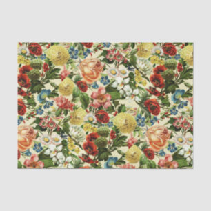 Papel De Seda Campo floral das flores da vinhagem monograma
