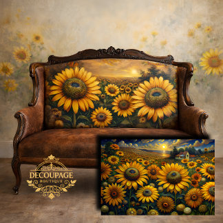 Papel De Seda Campos de Girassóis Decoupage
