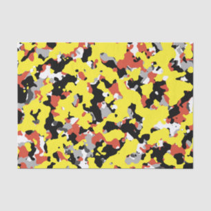 Papel De Seda Camuflagem Amarela Vermelha Preta Cinza Festa Camo