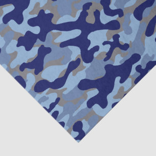 Papel De Seda Camuflagem Azul