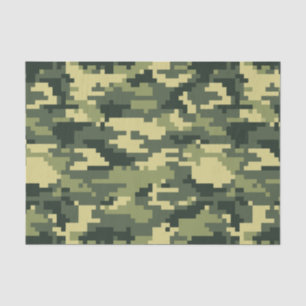 Papel De Seda Camuflagem Digital Woodland de 8 Bits / Camo