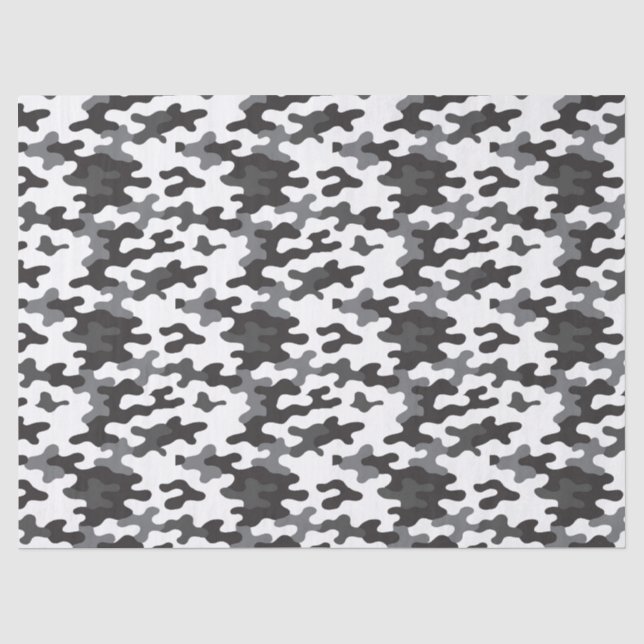 Papel De Seda Camuflagem Preto e Branco (Frente )
