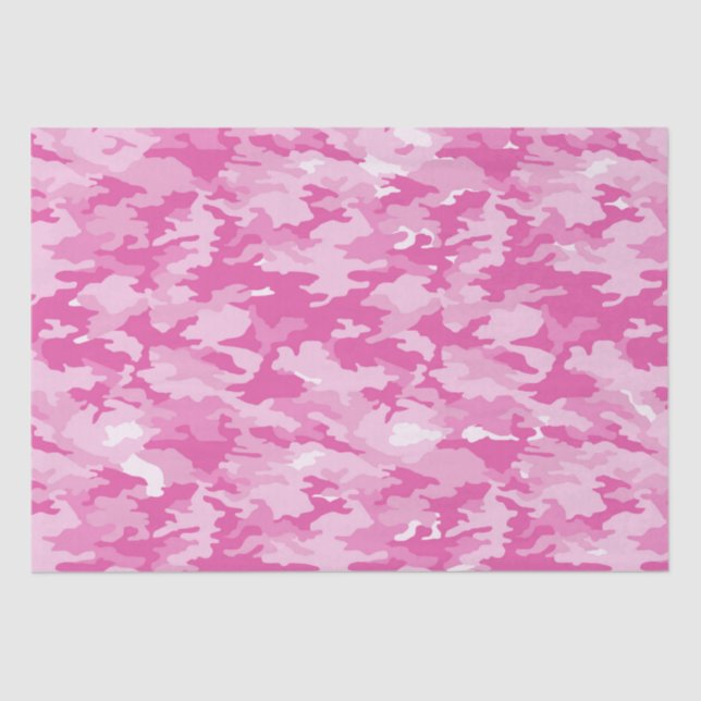Papel De Seda Camuflagem Rosa e Branco de Aniversário (Frente )