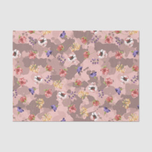 Papel De Seda Camuflagem Rosa Flor de Camomila Dourado