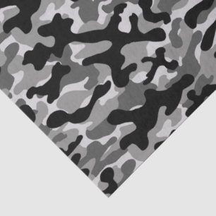 Papel De Seda Camuflagem Urbana Cinza Preto