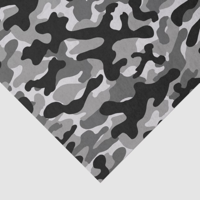 Papel De Seda Camuflagem Urbana Cinza Preto (Detalhes)