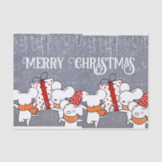 Papel De Seda Camundongos brancos felizes prontos para o Natal