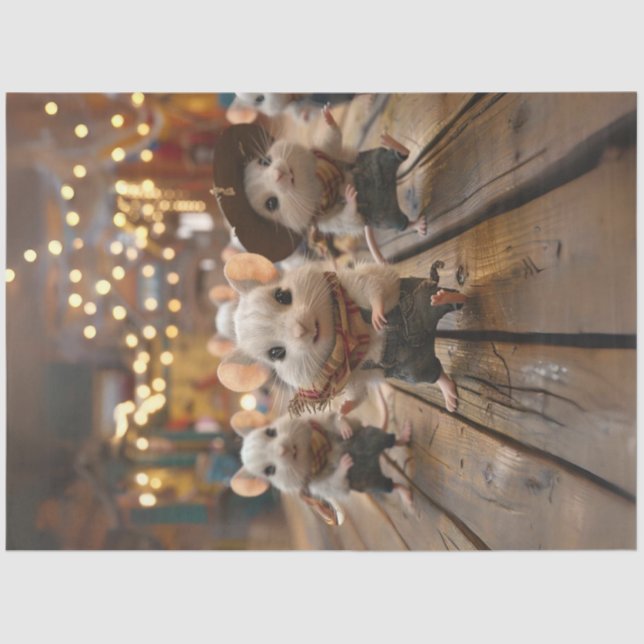 Papel De Seda Camundongos Dançantes de Linha Branca de Dissociaç (Frente )