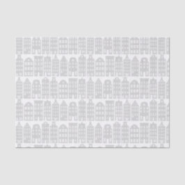 Papel De Seda Canal de Amsterdã Casas Prata e Padrão Branco