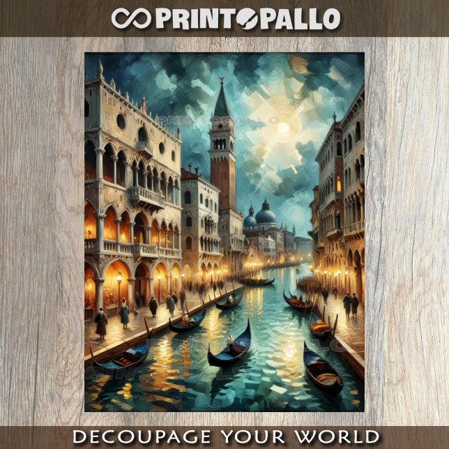 Papel De Seda Canal Grande de Veneza à noite (Criador carregado)
