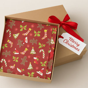 Papel De Seda Canas Doces de Natal Vermelhos, Gengibre