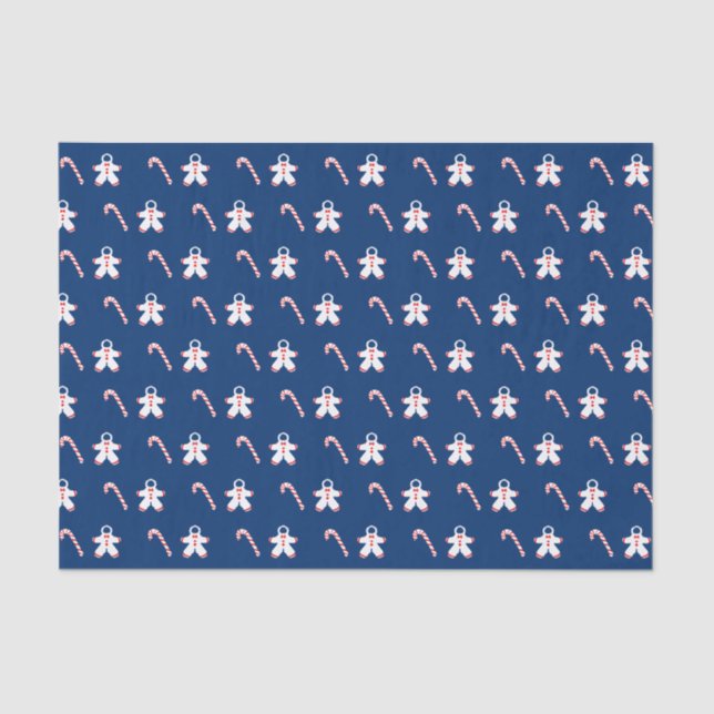 Papel De Seda Canas doces e neves em azul (Frente )