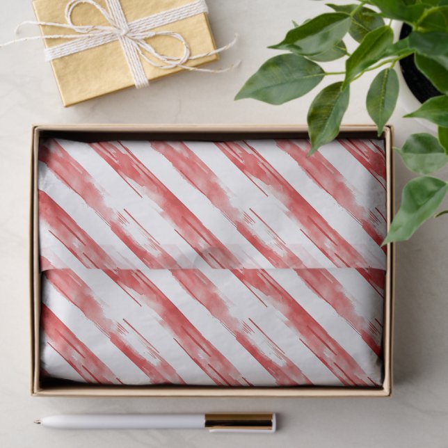 Papel De Seda Candy Cane Red Strips Natal (Presente)