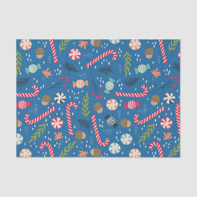 Papel De Seda Candy Canes e Doces de Natal Embalados (Frente )