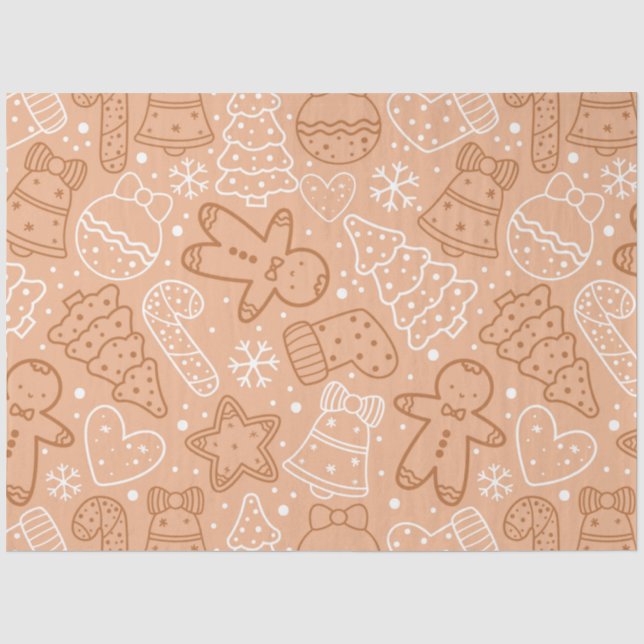 Papel De Seda Candy Canes Gingercake Men Stars Natal (Frente )