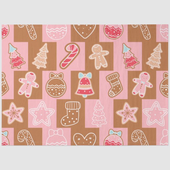 Papel De Seda Candy Canes Gingercake Men Stars Natal (Frente )