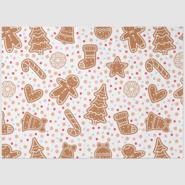 Papel De Seda Candy Canes Gingercake Men Stars Natal (Frente )