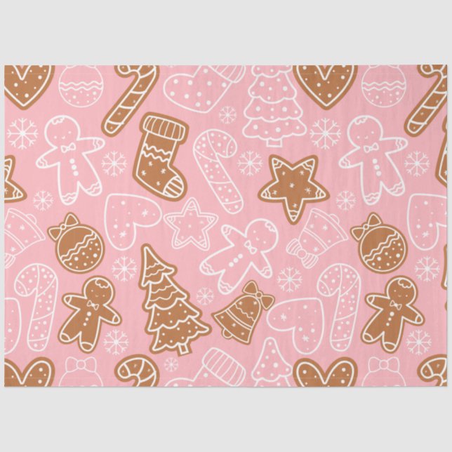 Papel De Seda Candy Canes Gingercake Men Stars Natal (Frente )