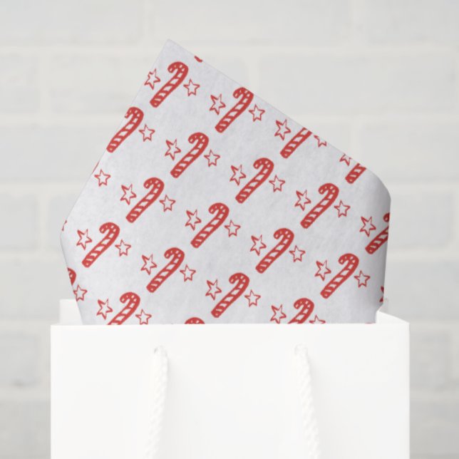 Papel De Seda Candycanes Stars Doodle CHRISTMAS Holiday Red Whit (Sacola de presentes)