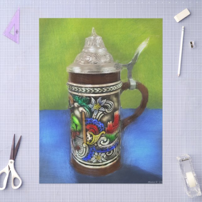 Papel De Seda Caneca de cerveja de Cerâmica Alemã com Desligamen (Arte )