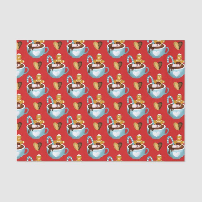 Papel De Seda Canecas de Natal com Chocolate Quente e Biscoitos (Frente )