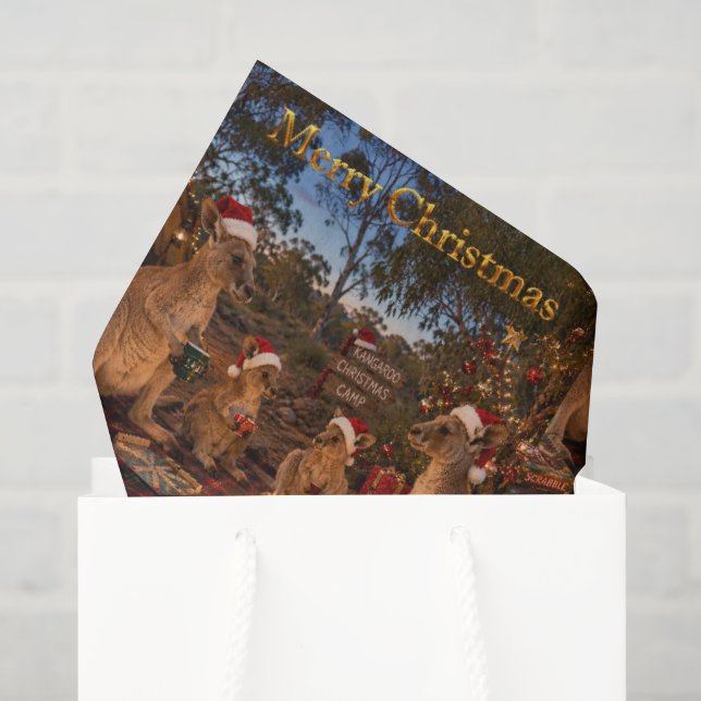 Papel De Seda Canguru de Natal Acampando (Sacola de presentes)