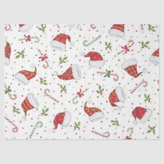 Papel De Seda Canis e Chapéus de Papai Noel (Frente )