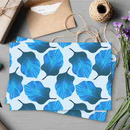 Papel De Seda Canna Tropicanna Folhas Tropicais em Azul