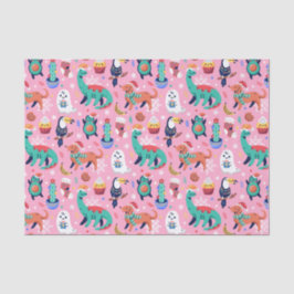 Papel De Seda Cantinho de Natal Dinossauro Papagaio Avocado Cact