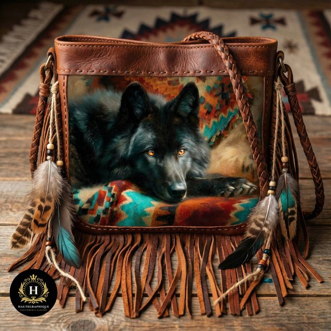 Papel De Seda Canyon Night Black Wolf Portrait (Criador carregado)