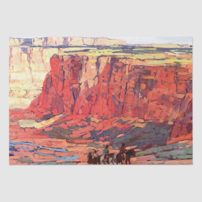 Papel De Seda "Canyon Riders" Arte Ocidental de Edgar Payne (Frente )