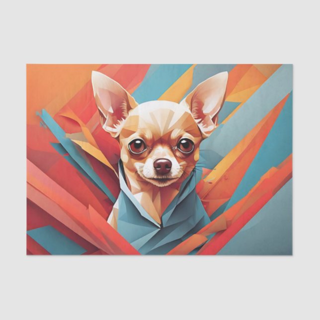 Papel De Seda Cão Chihuahua Geométrico (Frente )