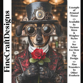 Papel De Seda Cão-Dachshund-Steampunk + desacoplamento AH1Z Rosa