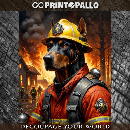 Papel De Seda Cão Dobermann que atua como bombeiro -